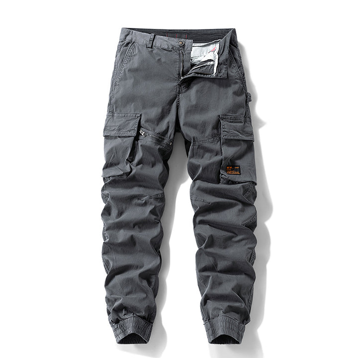 Herren Konisch geschnittene Cargo-Jogginghose mit Mehrfach‑Taschen, Reißverschluss‑Beintasche und elastischem Knöchelabschluss Mune Fashion