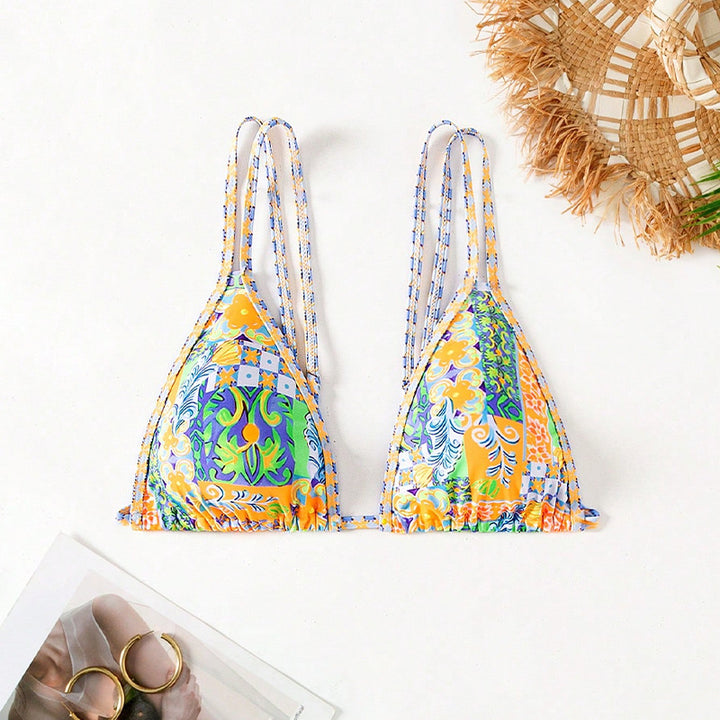 Women's triangle bikini with playful pattern mix and adjustable straps Mune Fashion