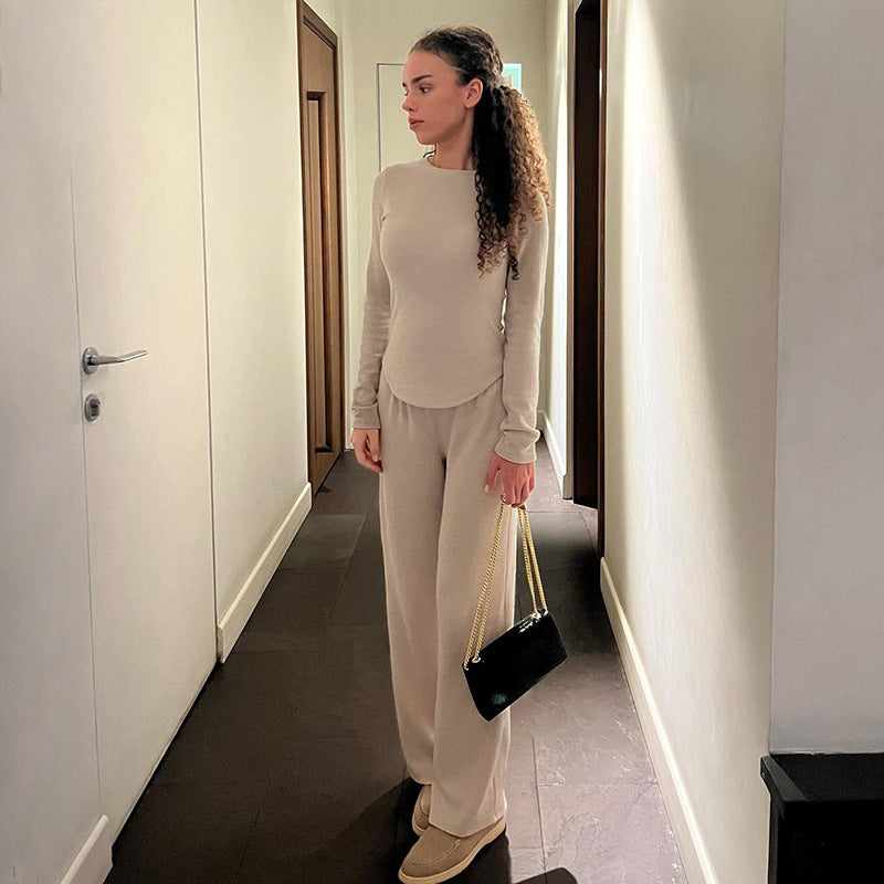 Women's lightweight Palazzo lounge pants with fold-over waistband and soft cotton stretch Mune Fashion