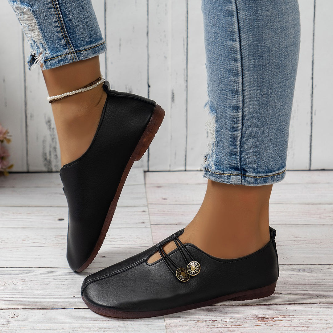 Women's slippers in soft leather look with elastic lacing and ergonomic comfort sole Mune Fashion