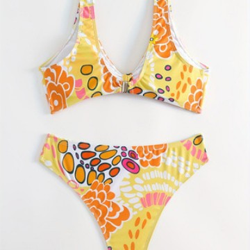 Women's Crop Bikini with Floral Knot Design Mune Fashion