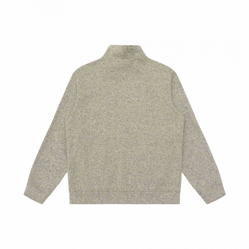 Unisex Melange Fleece Zip Jacket with Stand-up Collar and Zipper Pockets Mune Fashion