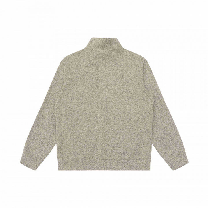 Unisex Melange Fleece Zip Jacket with Stand-up Collar and Zipper Pockets Mune Fashion
