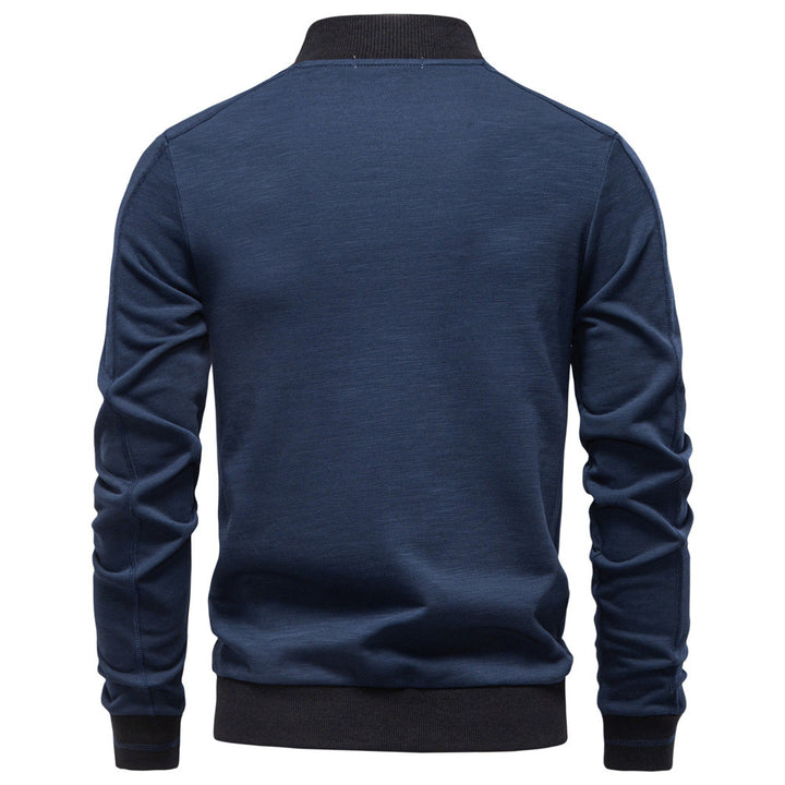 Men's slim zip jacket in bomber style with fine mélange texture, stand collar and elastic ribbed cuffs Mune Fashion
