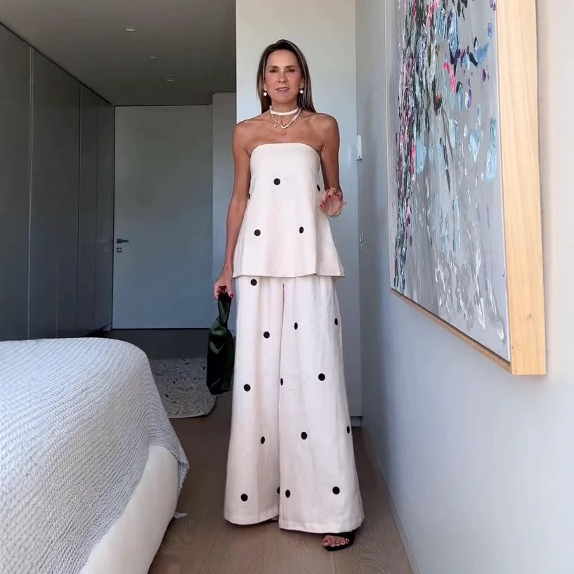 Women's two-piece bandeau set with extended top and floor-length Marlene trousers Mune Fashion