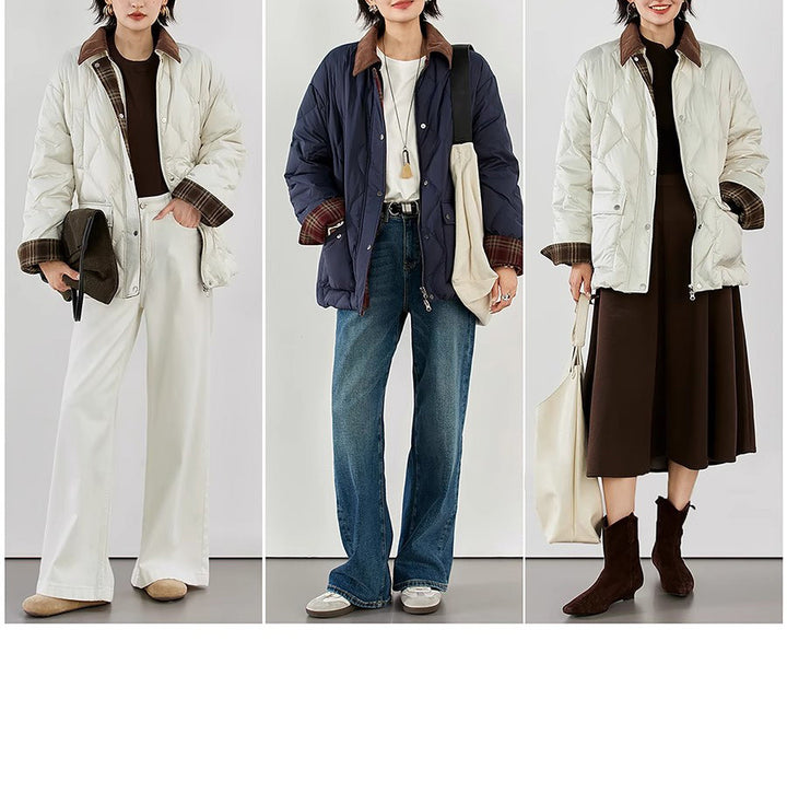 Women's quilted jacket with checkered accents Mune Fashion