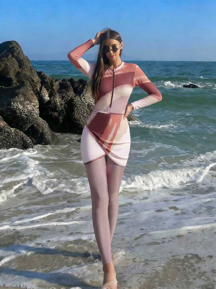 Women's Fashionable Surf Suit with Zip and Elegant Skirt Mune Fashion