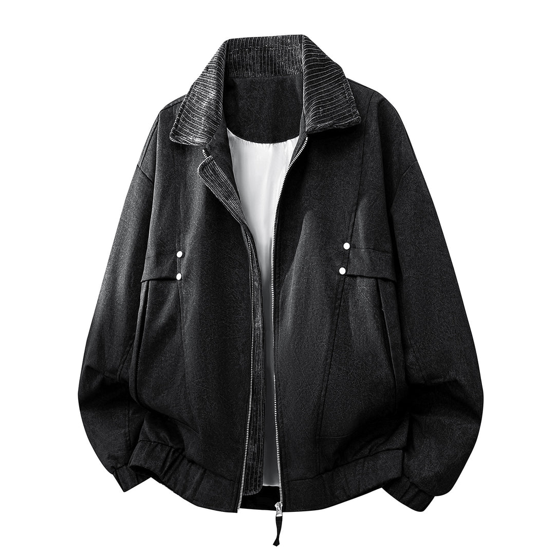 Unisex  oversized relaxed bomber jacket with corduroy contrast collar and elastic hem Mune Fashion