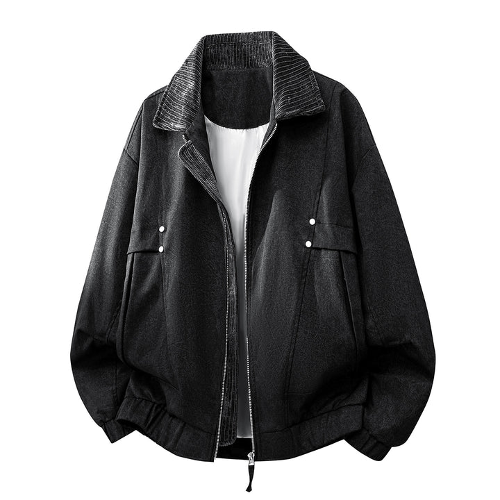 Unisex  oversized relaxed bomber jacket with corduroy contrast collar and elastic hem Mune Fashion
