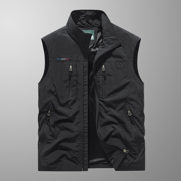 Men's Multifunctional Outdoor Utility Vest with Mesh Lining and Numerous Pockets Mune Fashion