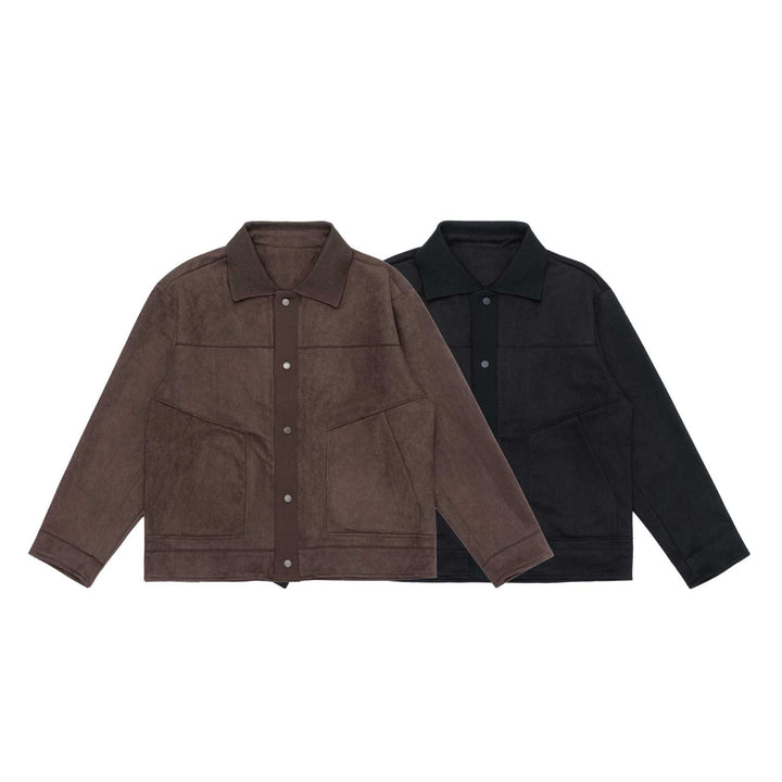Men's overshirt jacket made of textured velour with ribbed collar Mune Fashion