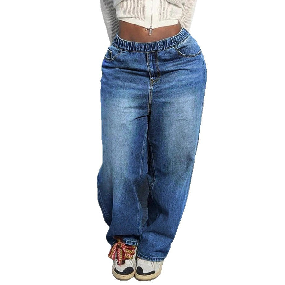 Women's wide Relaxed-Fit jeans with elastic waistband and casual fit Mune Fashion