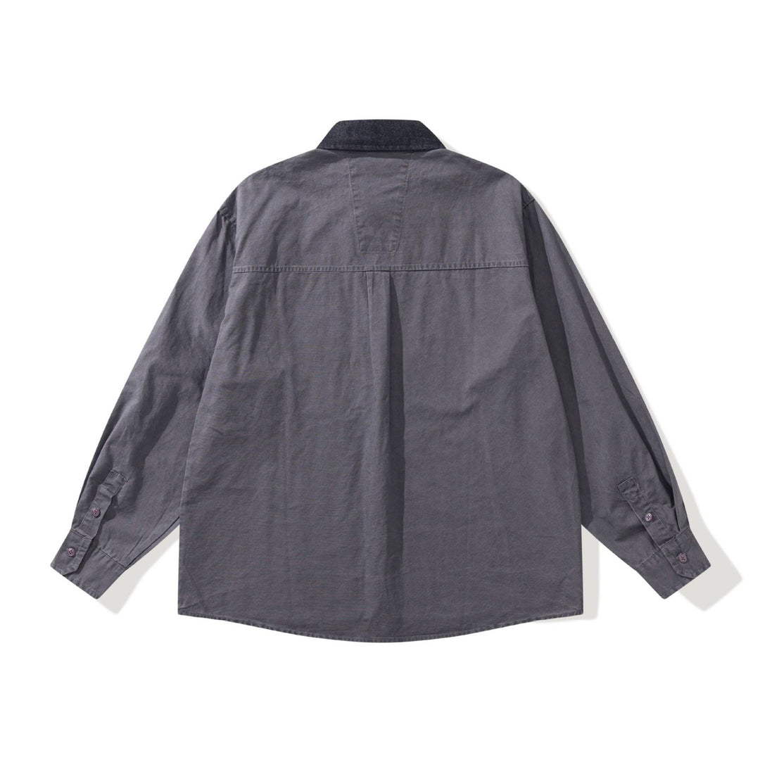 Men's Oversized Shirt Jacket with Contrasting Cord Collar and Decorative Chest Pocket Mune Fashion