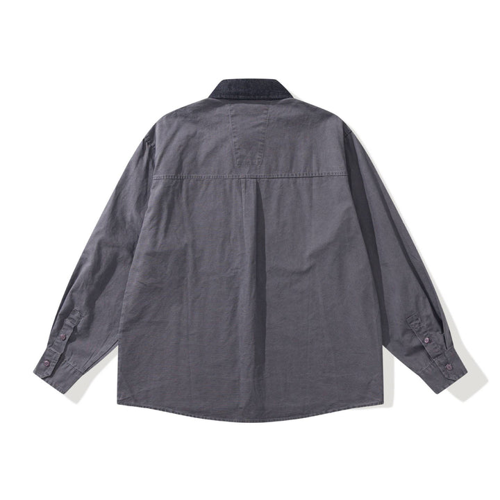 Men's Oversized Shirt Jacket with Contrasting Cord Collar and Decorative Chest Pocket Mune Fashion