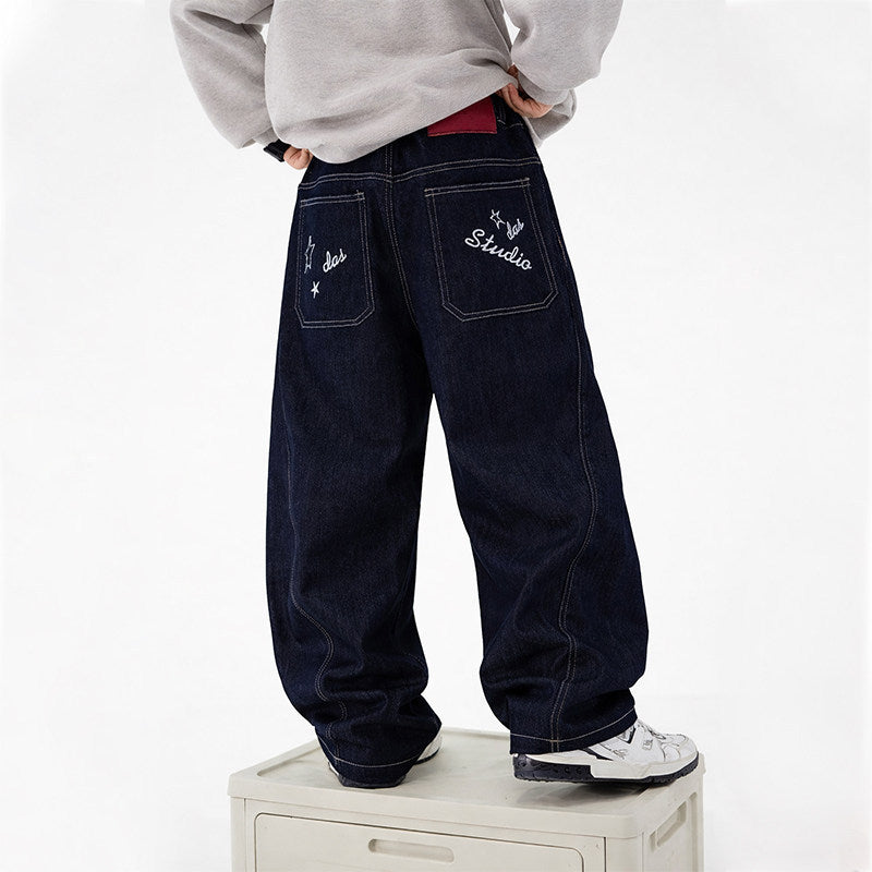 Unisex wide jeans with unique lettering Mune Fashion