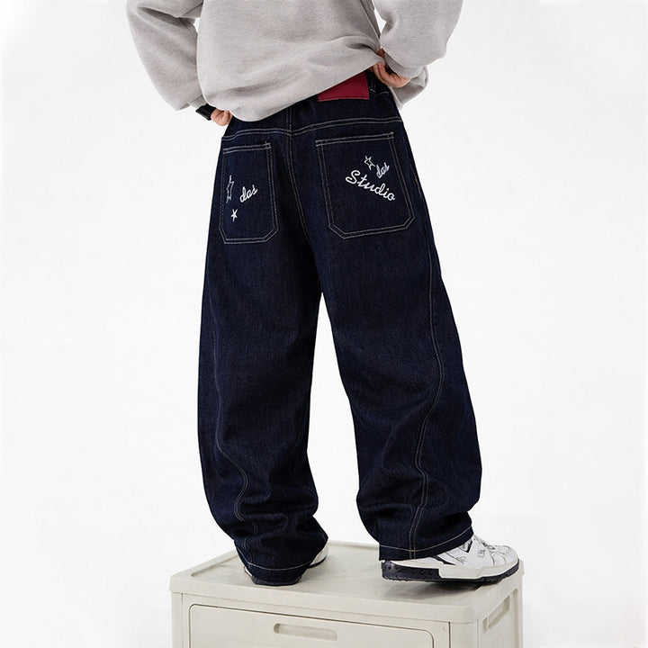Unisex wide jeans with unique lettering Mune Fashion