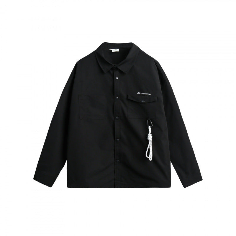 Unisex Oversize Shirt Jacket with Flap Pockets, Snap Button Placket and Carabiner Detail Mune Fashion