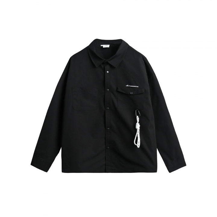 Unisex Oversize Shirt Jacket with Flap Pockets, Snap Button Placket and Carabiner Detail Mune Fashion