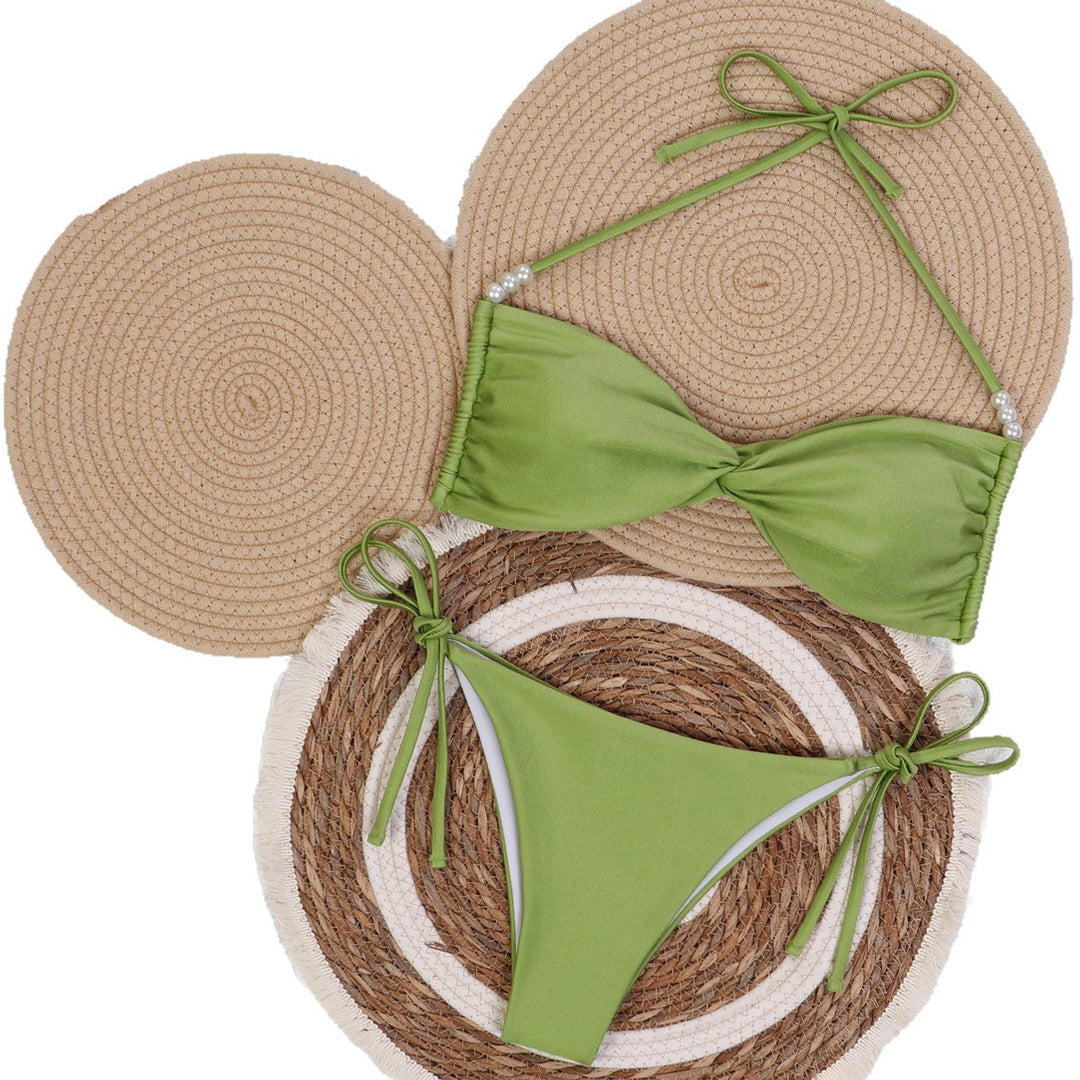 Women's bandeau bikini with elegant pearl strings Mune Fashion