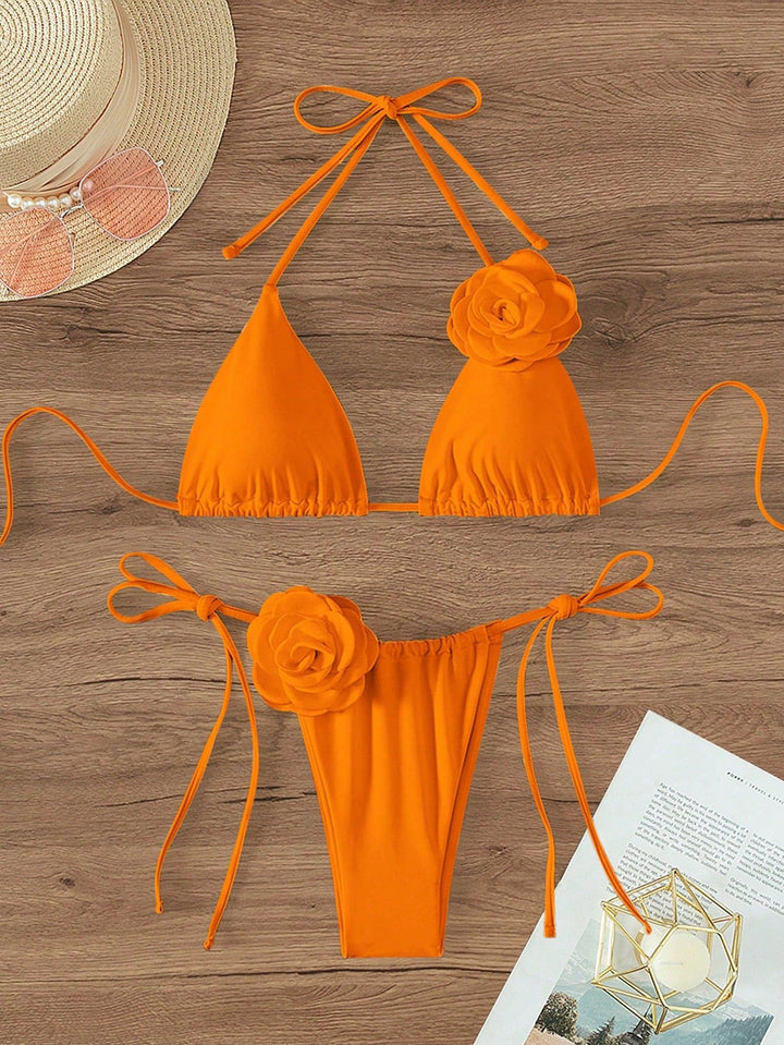 Women's Triangle Bikini with Floral Detail Mune Fashion