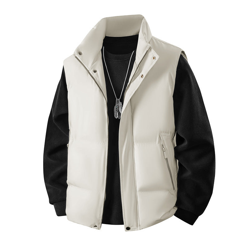Men's padded sleeveless thermal vest with stand-up collar and zippered pockets Mune Fashion
