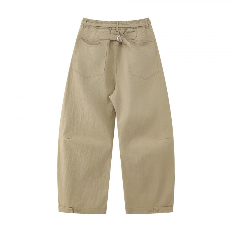 Unisex wide layered pants with balloon-shaped silhouette, high waist and drawstring Mune Fashion