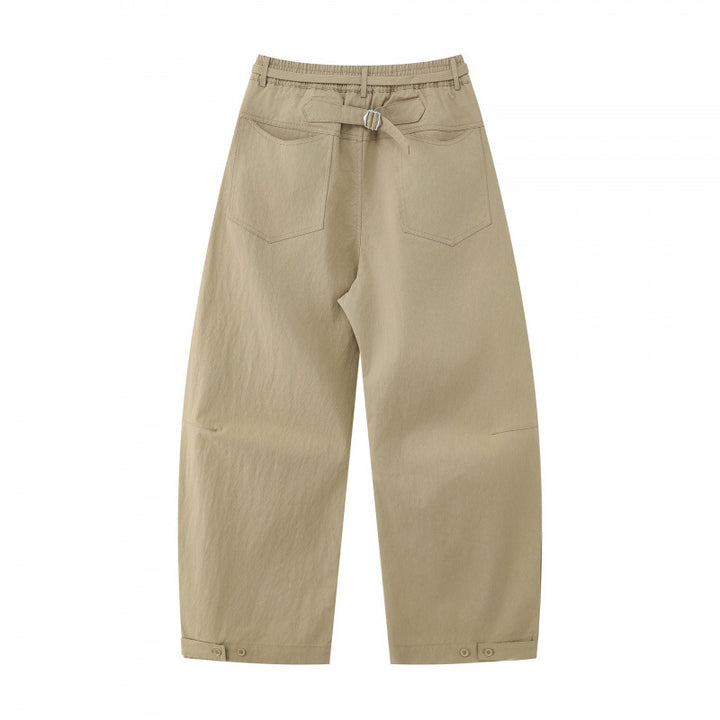 Unisex wide layered pants with balloon-shaped silhouette, high waist and drawstring Mune Fashion