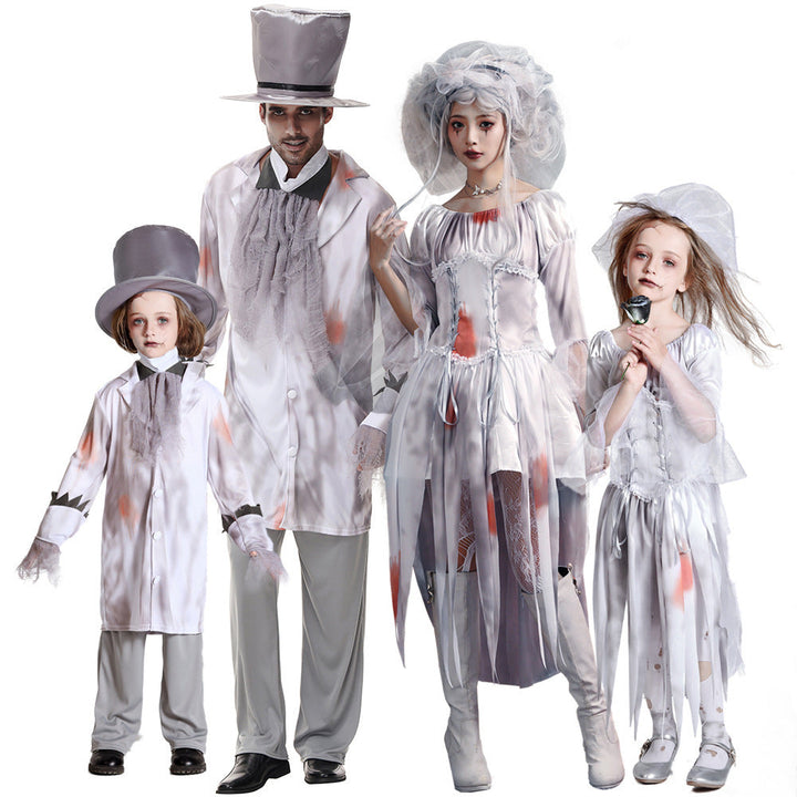 Men's Creepy Ghost Costume with Stylish Hat and Torn Details Mune Fashion