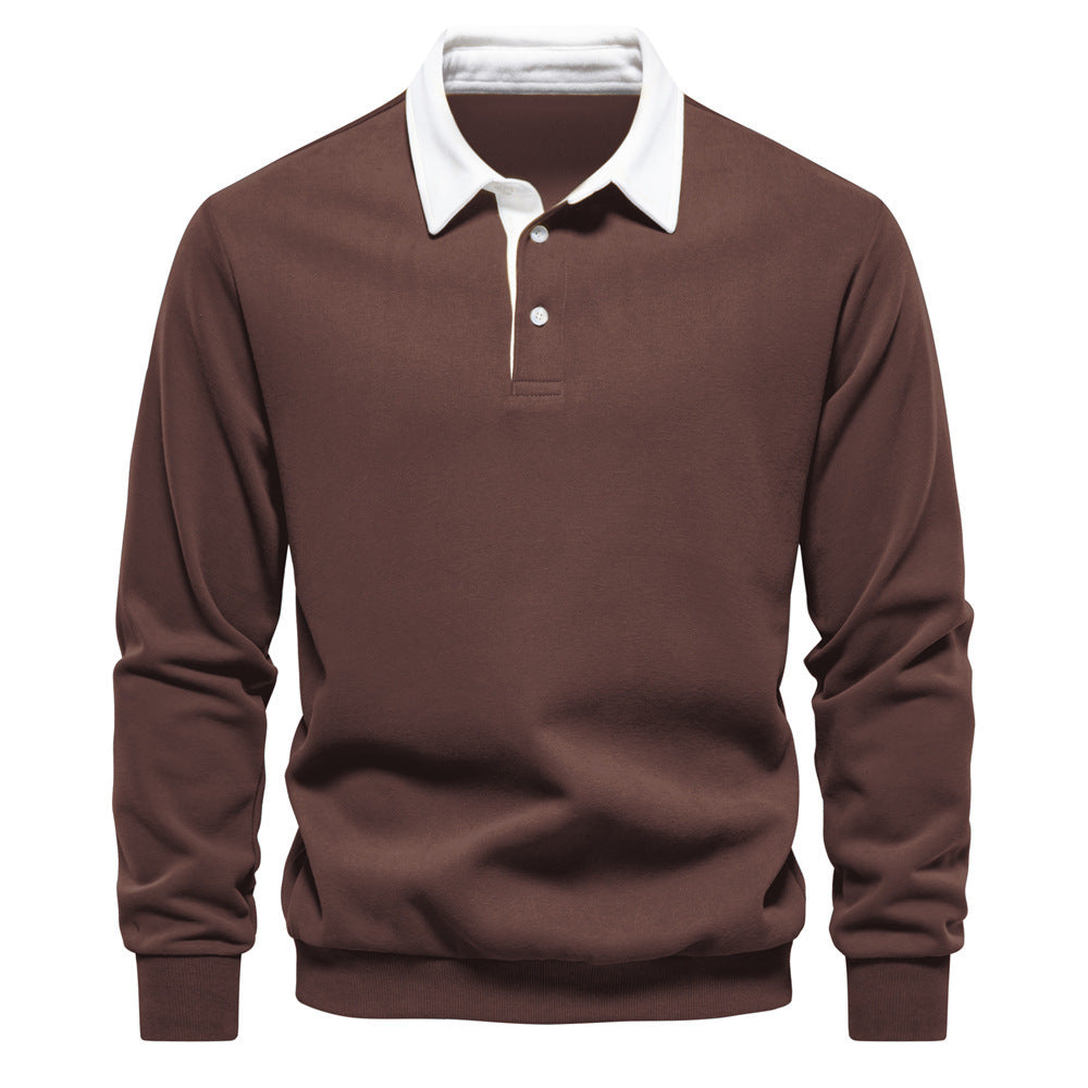 Men's elegant long sleeve polo shirt with contrast collar Mune Fashion