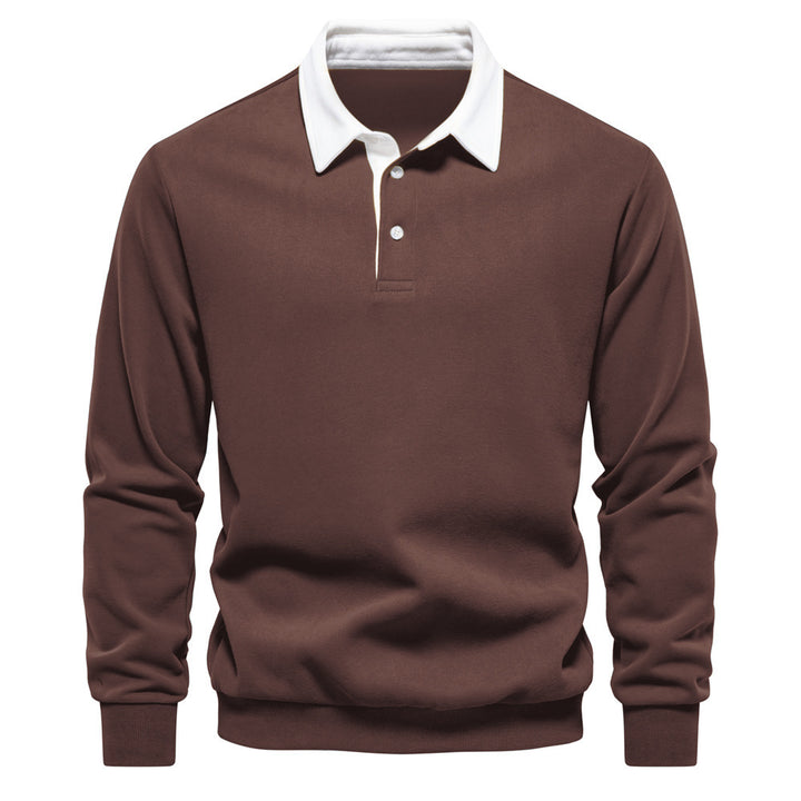 Men's elegant long sleeve polo shirt with contrast collar Mune Fashion