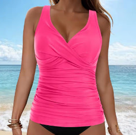 Ladies elegant wrap swim top with ruffles Mune Fashion