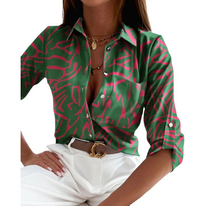 Women's satin blouse with graphic all-over print and tailored fit Mune Fashion