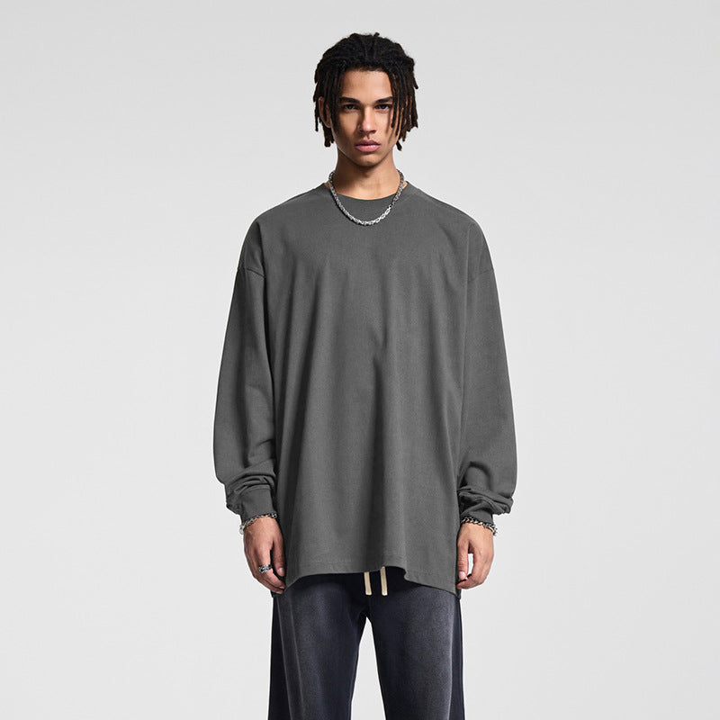 Men's Oversize Long Sleeve Shirt with Dropped Shoulder and Round Neck Mune Fashion
