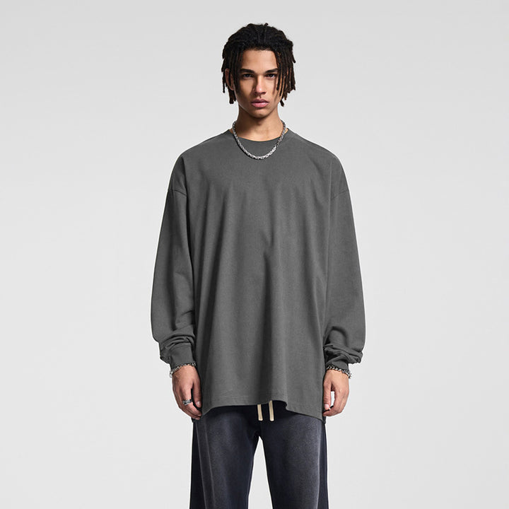 Men's Oversize Long Sleeve Shirt with Dropped Shoulder and Round Neck Mune Fashion