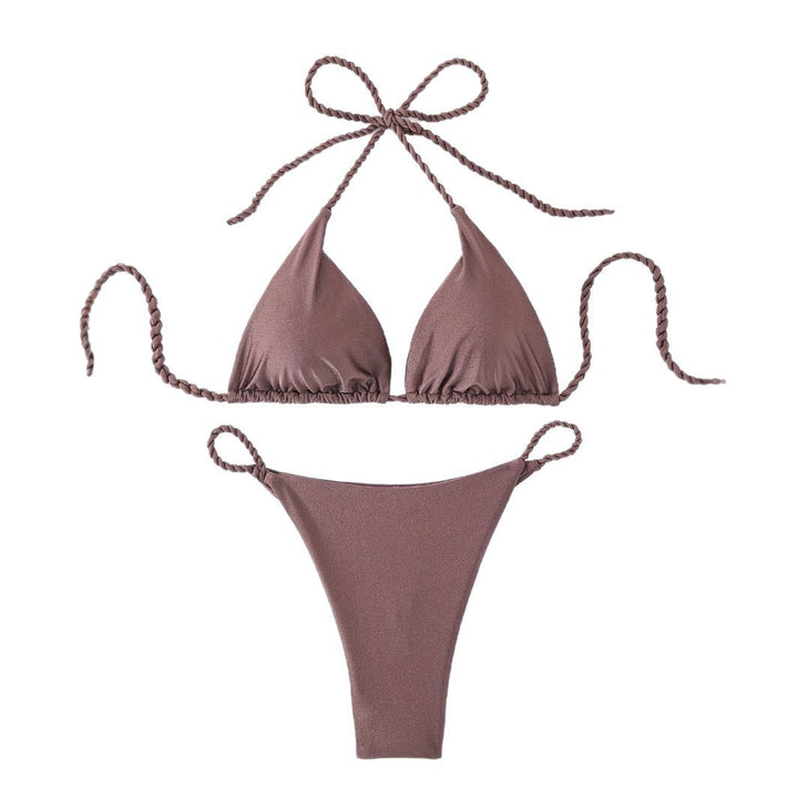 Women Triangle Bikini with Braided Straps Mune Fashion