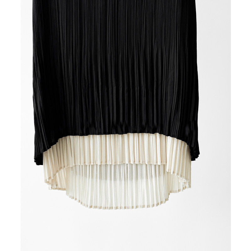 Ladies Elegant Pleated Skirt with Asymmetrical Hem Mune Fashion