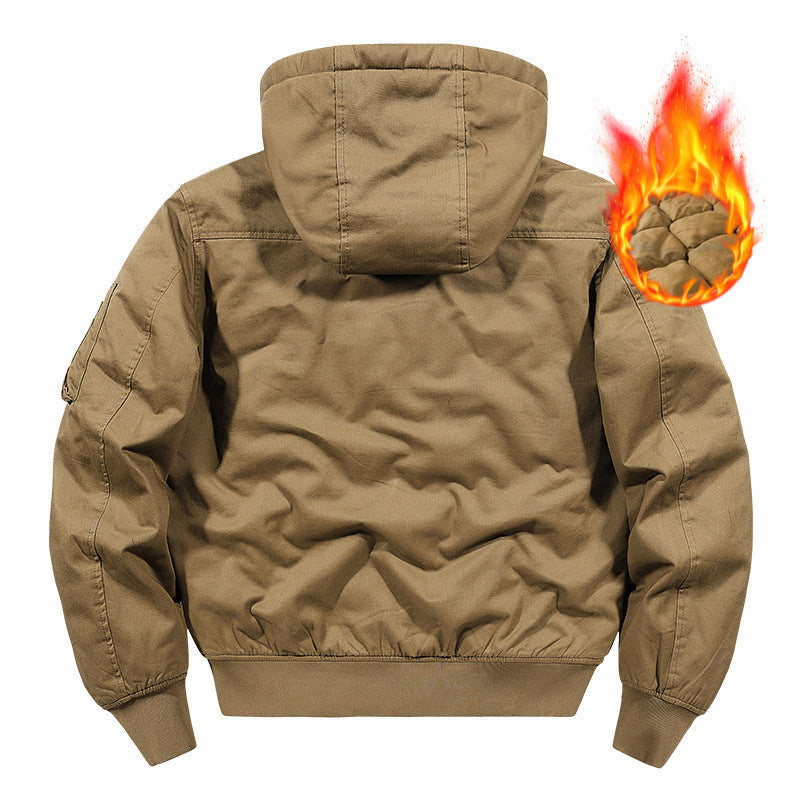 Men's padded hoodie canvas field jacket with sleeve pocket and thermal lining Mune Fashion