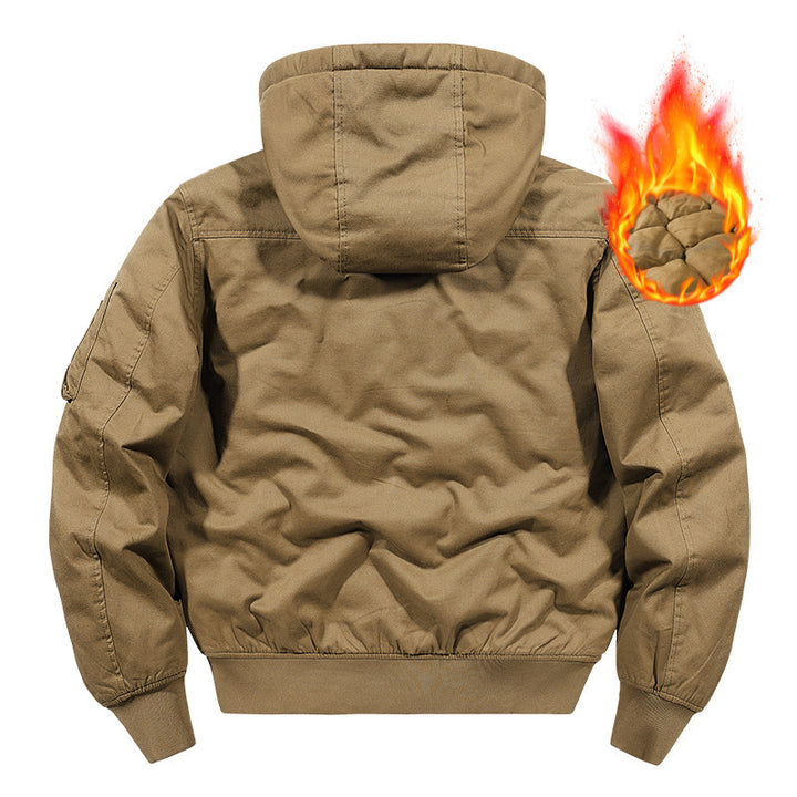Men's padded hoodie canvas field jacket with sleeve pocket and thermal lining Mune Fashion