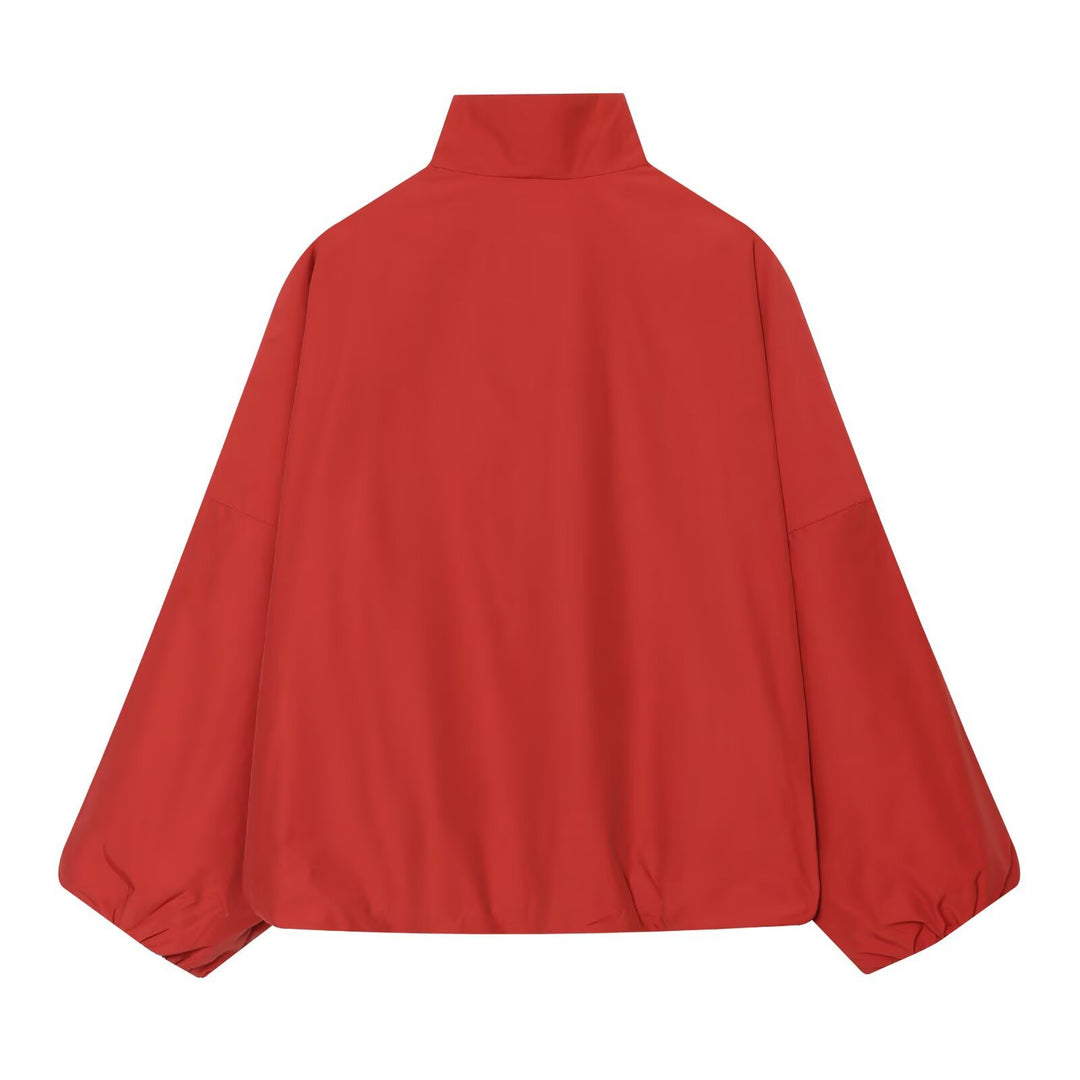 Women's Oversized Short Jacket with High Stand Collar and Balloon Sleeves Mune Fashion