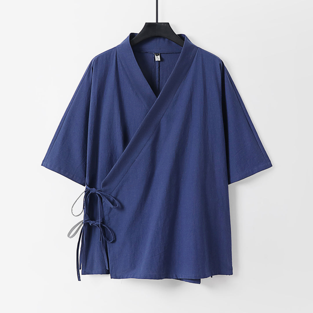 Women Wrap Kimono Top with Short Sleeves and Side Ties Mune Fashion