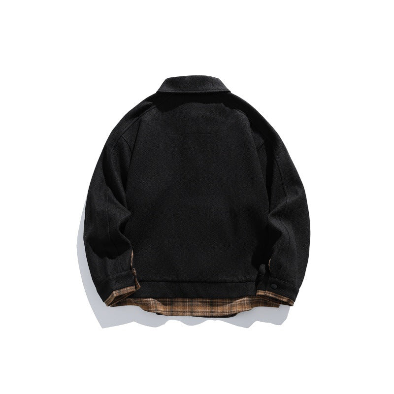 Men's Long-Sleeved Polo Sweatshirt with Kent Collar, Button Placket and Integrated Check Layer Mune Fashion