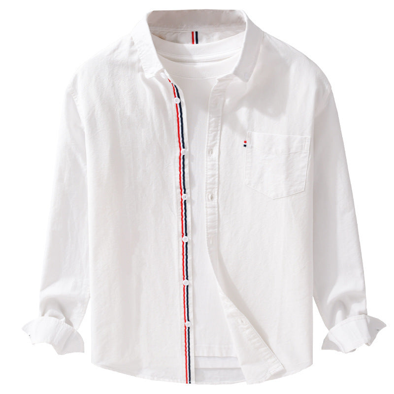 Men's Lightweight Cotton Shirt with Stand-Up Collar and Contrasting Button Placket Mune Fashion