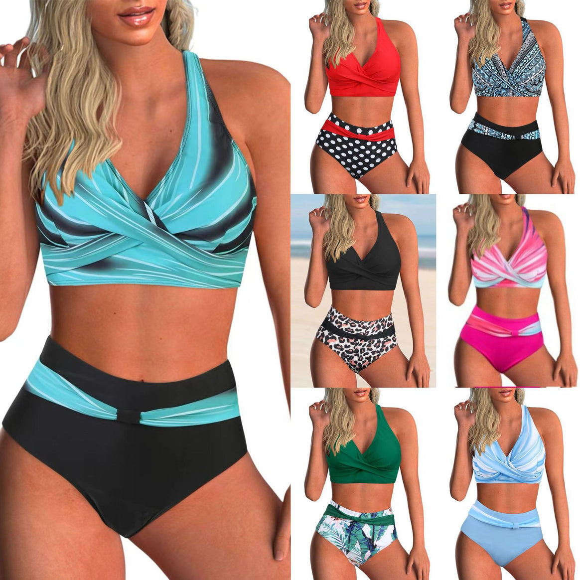 Women's Sporty Crop Top Bikini Set with High Waisted Pants Mune Fashion