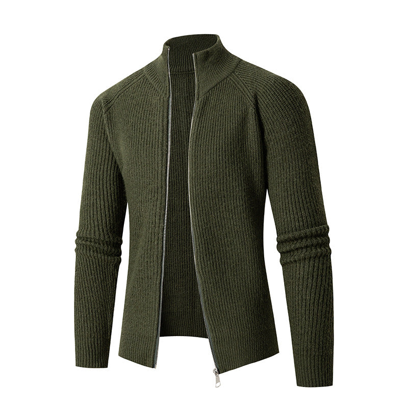Men's slim zip cardigan made of merino mix with ribbed structure and raglan sleeves Mune Fashion