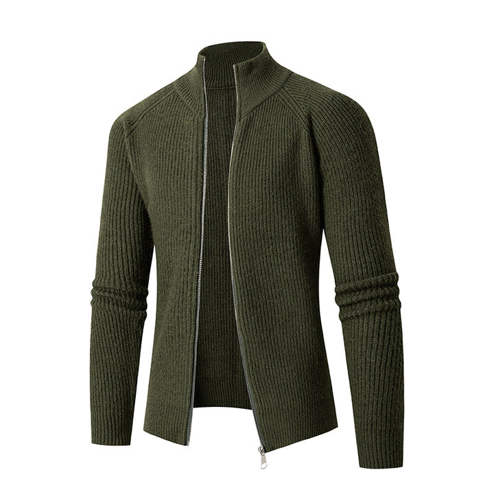 Men's slim zip cardigan made of merino mix with ribbed structure and raglan sleeves Mune Fashion