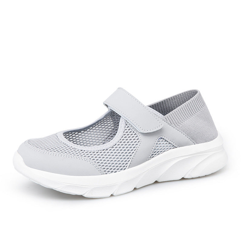 Women's Nan Comfort Strap Sneakers with Velcro Seamless Knit Shaft and Cushioning Lightweight Sole Mune Fashion