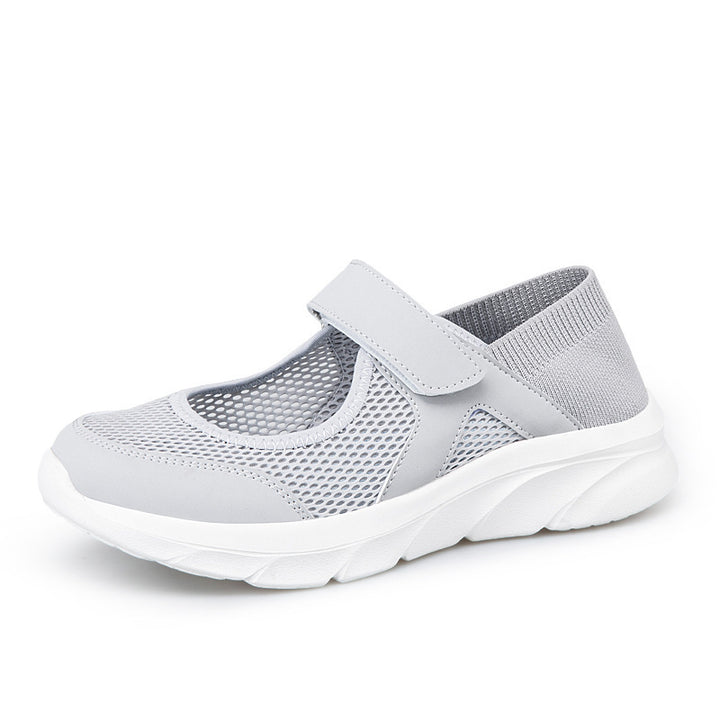 Women's Nan Comfort Strap Sneakers with Velcro Seamless Knit Shaft and Cushioning Lightweight Sole Mune Fashion