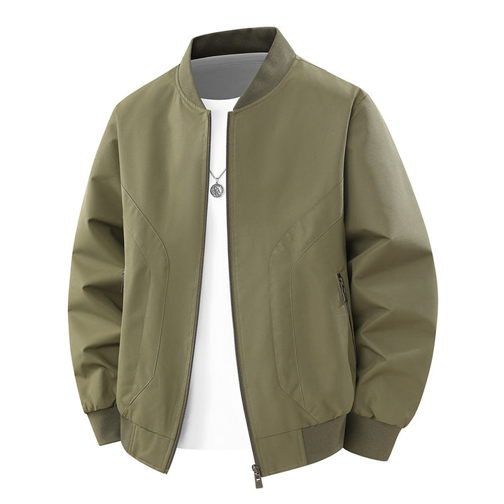 Men's Lightweight Windproof Bomber Jacket with Ribbed Cuffs and Zipper Pockets Mune Fashion