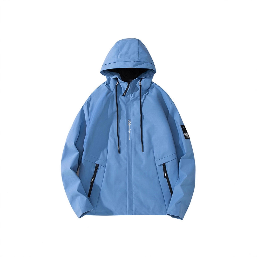 Men's lightweight hooded softshell jacket in urban utility style with adjustable hood and concealed zipper Mune Fashion