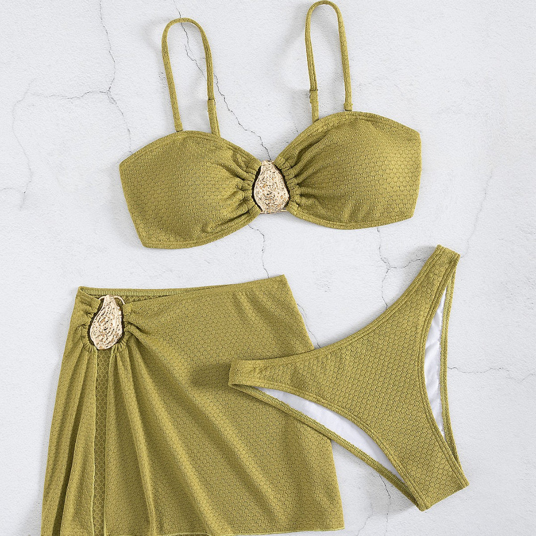 Women's bikini set with shimmering fabric and elegant gathering Mune Fashion